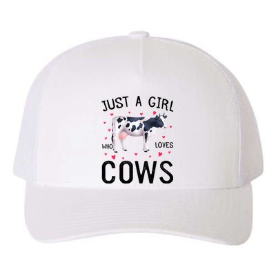 Cow With Hearts Graphic Just A Girl Who Loves Cows Gift Yupoong Adult 5-Panel Trucker Hat