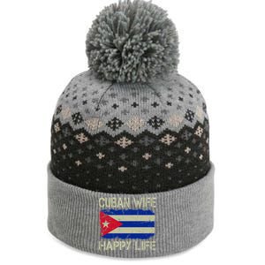 Cuban Wife Happy Life Cuba Flag Funny Husband Meaningful Gift The Baniff Cuffed Pom Beanie