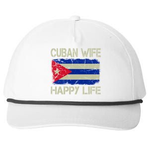 Cuban Wife Happy Life Cuba Flag Funny Husband Meaningful Gift Snapback Five-Panel Rope Hat