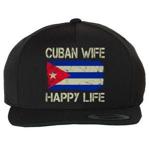 Cuban Wife Happy Life Cuba Flag Funny Husband Meaningful Gift Wool Snapback Cap