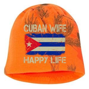 Cuban Wife Happy Life Cuba Flag Funny Husband Meaningful Gift Kati - Camo Knit Beanie