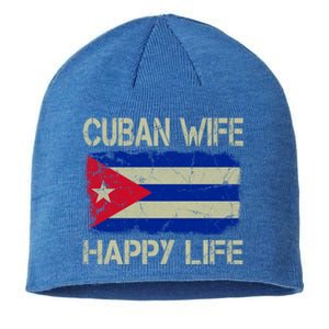 Cuban Wife Happy Life Cuba Flag Funny Husband Meaningful Gift Sustainable Beanie