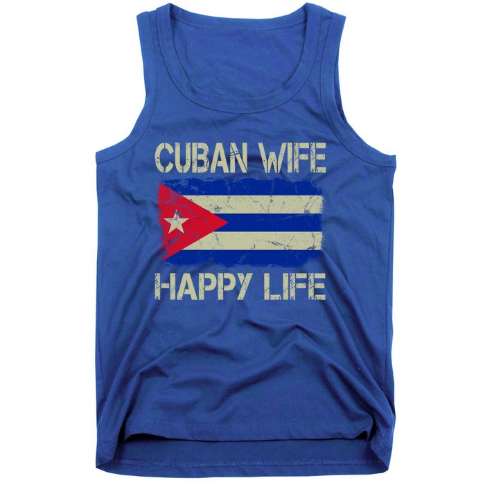 Cuban Wife Happy Life Cuba Flag Funny Husband Meaningful Gift Tank Top