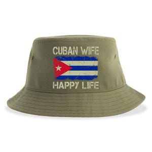 Cuban Wife Happy Life Cuba Flag Funny Husband Meaningful Gift Sustainable Bucket Hat