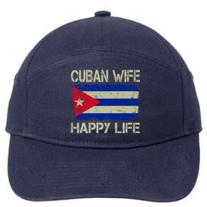 Cuban Wife Happy Life Cuba Flag Funny Husband Meaningful Gift 7-Panel Snapback Hat