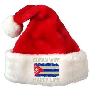 Cuban Wife Happy Life Cuba Flag Funny Husband Meaningful Gift Premium Christmas Santa Hat