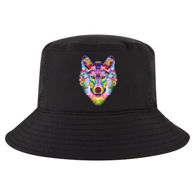 colorful wolf head art Face gifts for lover wolves wildlife Cool Comfort Performance Bucket Hat