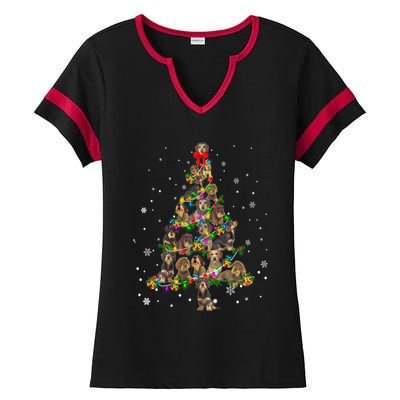 Cute Wire Haired Dachshund Dog Christmas Tree Gift Decor Funny Gift Ladies Halftime Notch Neck Tee