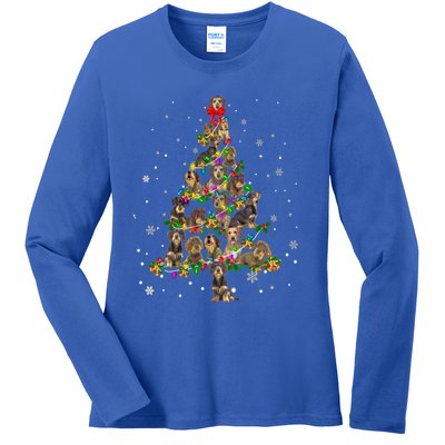 Cute Wire Haired Dachshund Dog Christmas Tree Gift Decor Funny Gift Ladies Long Sleeve Shirt