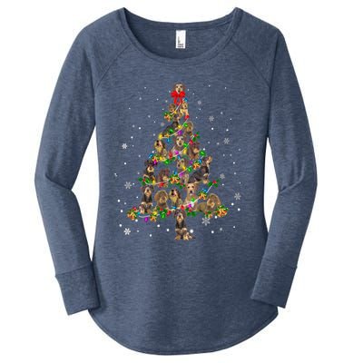 Cute Wire Haired Dachshund Dog Christmas Tree Gift Decor Funny Gift Women's Perfect Tri Tunic Long Sleeve Shirt