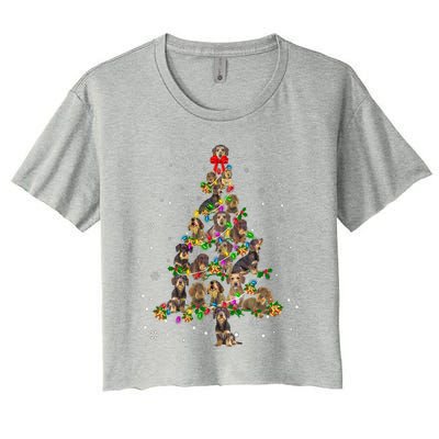 Cute Wire Haired Dachshund Dog Christmas Tree Gift Decor Funny Gift Women's Crop Top Tee