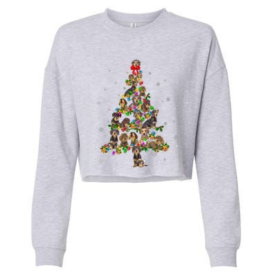 Cute Wire Haired Dachshund Dog Christmas Tree Gift Decor Funny Gift Cropped Pullover Crew