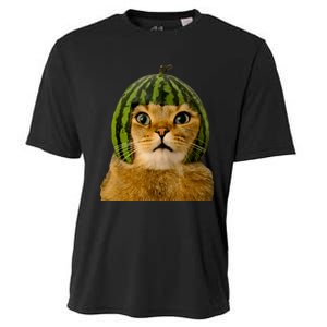 Cat Watermelon Helmet Daddy Mommy Boy Girl Funny Cooling Performance Crew T-Shirt