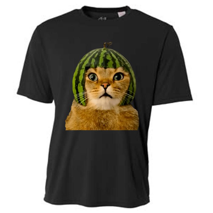 Cat Watermelon Helmet Daddy Mommy Boy Girl Funny Cooling Performance Crew T-Shirt