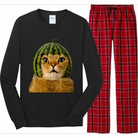 Cat Watermelon Helmet Daddy Mommy Boy Girl Funny Long Sleeve Pajama Set