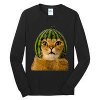 Cat Watermelon Helmet Daddy Mommy Boy Girl Funny Tall Long Sleeve T-Shirt