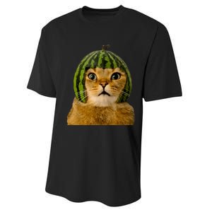 Cat Watermelon Helmet Daddy Mommy Boy Girl Funny Performance Sprint T-Shirt