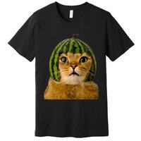 Cat Watermelon Helmet Daddy Mommy Boy Girl Funny Premium T-Shirt