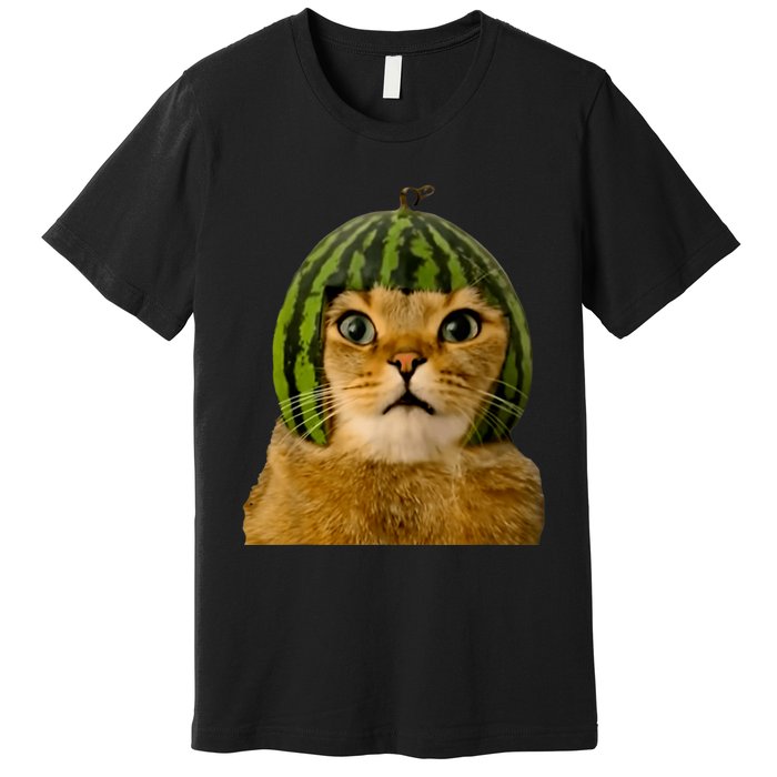 Cat Watermelon Helmet Daddy Mommy Boy Girl Funny Premium T-Shirt