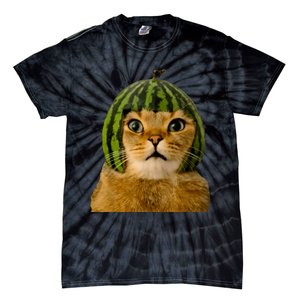 Cat Watermelon Helmet Daddy Mommy Boy Girl Funny Tie-Dye T-Shirt