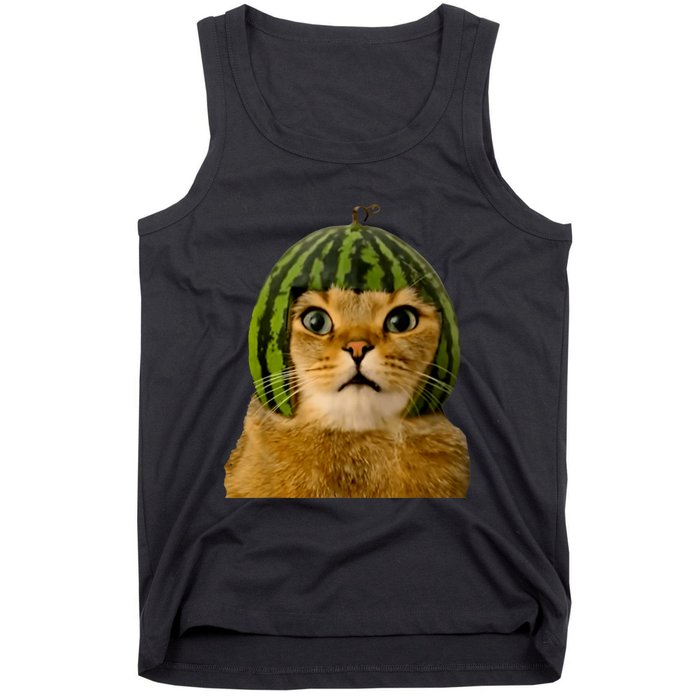 Cat Watermelon Helmet Daddy Mommy Boy Girl Funny Tank Top