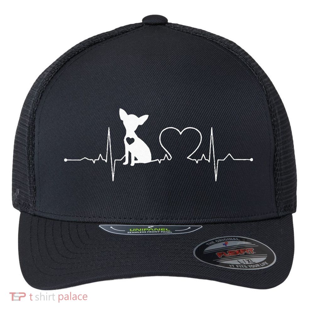 Chihuahua with Heartbeat - Chihuahua Flexfit Unipanel Trucker Cap