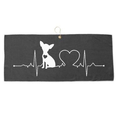 Chihuahua with Heartbeat - Chihuahua Large Microfiber Waffle Golf Towel