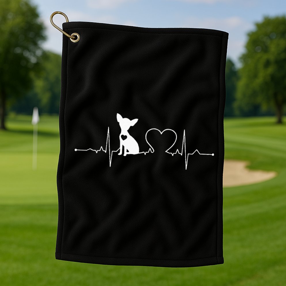 Chihuahua with Heartbeat - Chihuahua Golf Towel