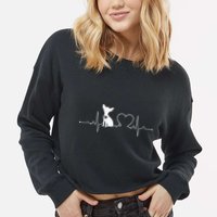 Chihuahua with Heartbeat - Chihuahua Cropped Pullover Crew
