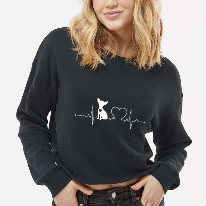 Chihuahua with Heartbeat - Chihuahua Cropped Pullover Crew