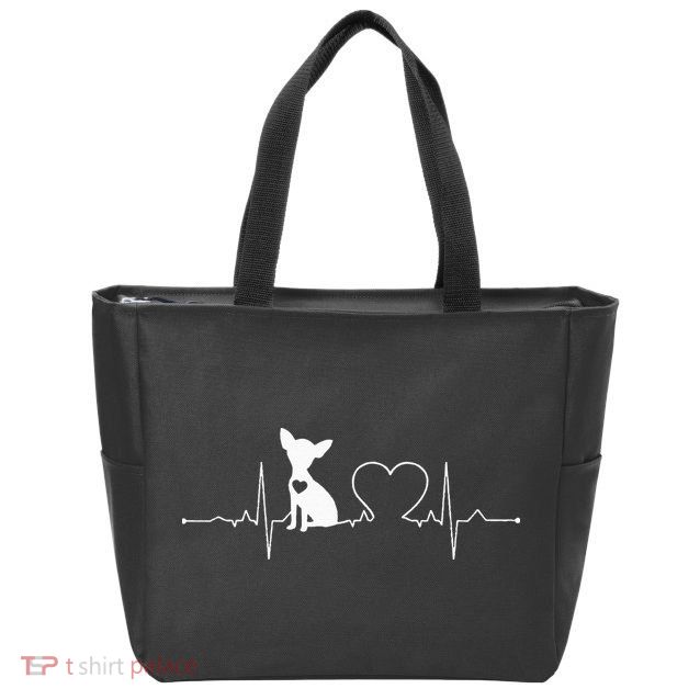 Chihuahua with Heartbeat - Chihuahua Zip Tote Bag