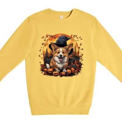 Corgi Witch Hat Pumpkin Halloween Costume For Dog Lover Meaningful Gift Premium Crewneck Sweatshirt