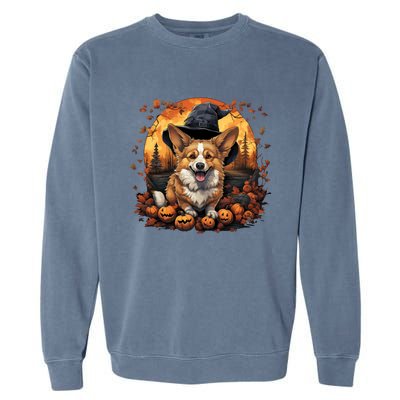 Corgi Witch Hat Pumpkin Halloween Costume For Dog Lover Meaningful Gift Garment-Dyed Sweatshirt