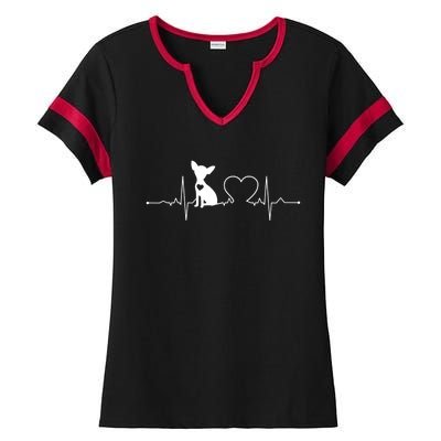 Chihuahua With Heartbeat Great Gift Chihuahua Cool Gift Ladies Halftime Notch Neck Tee