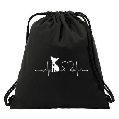 Chihuahua With Heartbeat Great Gift Chihuahua Cool Gift Drawstring Bag