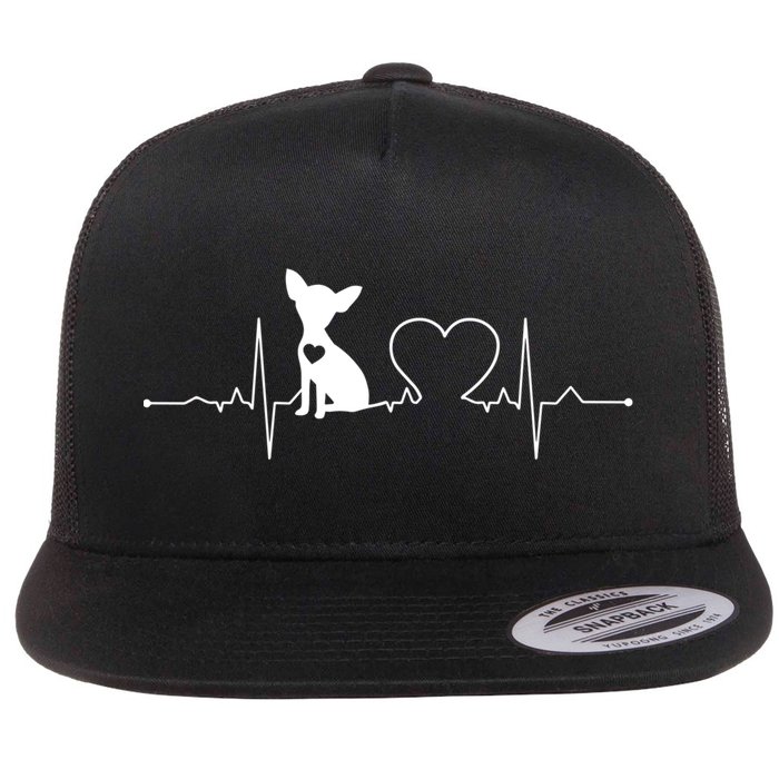 Chihuahua With Heartbeat Great Gift Chihuahua Cool Gift Flat Bill Trucker Hat