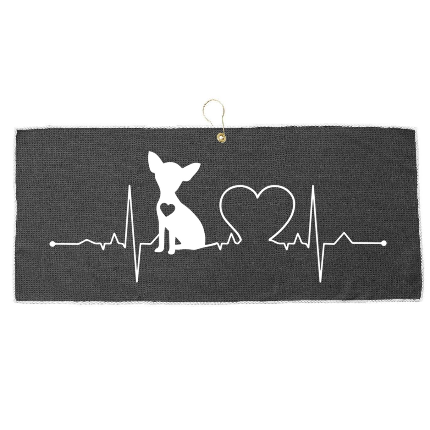 Chihuahua With Heartbeat Great Gift Chihuahua Cool Gift Large Microfiber Waffle Golf Towel