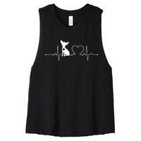 Chihuahua With Heartbeat Great Gift Chihuahua Cool Gift Women's Racerback Cropped Tank