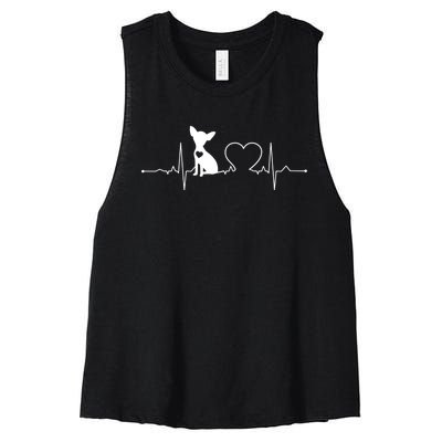 Chihuahua With Heartbeat Great Gift Chihuahua Cool Gift Women's Racerback Cropped Tank