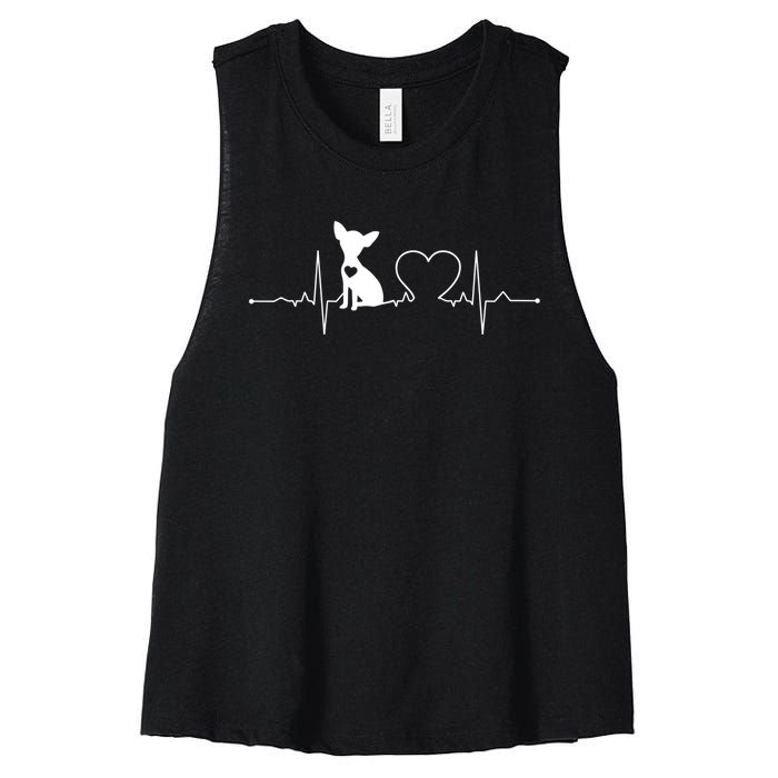 Chihuahua With Heartbeat Great Gift Chihuahua Cool Gift Women's Racerback Cropped Tank