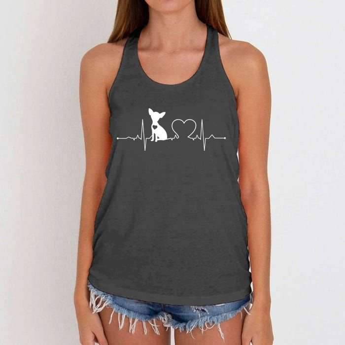 Chihuahua With Heartbeat Great Gift Chihuahua Cool Gift Women's Knotted Racerback Tank