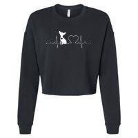 Chihuahua With Heartbeat Great Gift Chihuahua Cool Gift Cropped Pullover Crew