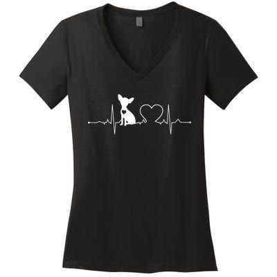 Chihuahua With Heartbeat Great Gift Chihuahua Cool Gift Women's V-Neck T-Shirt