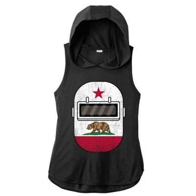 California Welders Helmet California Flag Welding Fabricator Gift Ladies PosiCharge Tri-Blend Wicking Draft Hoodie Tank