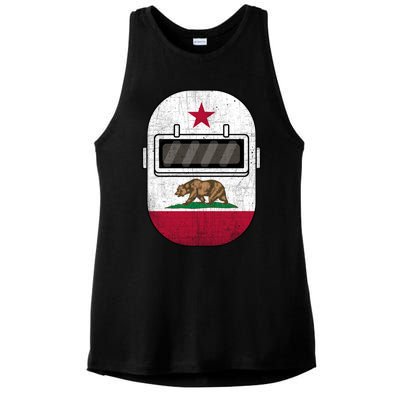 California Welders Helmet California Flag Welding Fabricator Gift Ladies PosiCharge Tri-Blend Wicking Tank