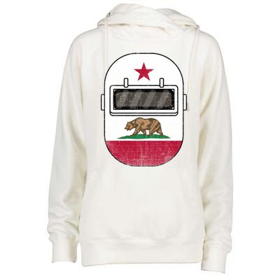 California Welders Helmet California Flag Welding Fabricator Gift Womens Funnel Neck Pullover Hood