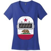 California Welders Helmet California Flag Welding Fabricator Gift Women's V-Neck T-Shirt