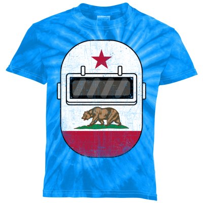 California Welders Helmet California Flag Welding Fabricator Gift Kids Tie-Dye T-Shirt