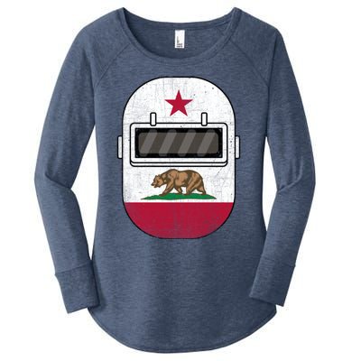 California Welders Helmet California Flag Welding Fabricator Gift Women's Perfect Tri Tunic Long Sleeve Shirt