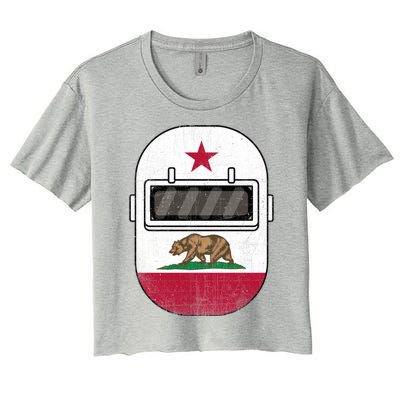 California Welders Helmet California Flag Welding Fabricator Gift Women's Crop Top Tee